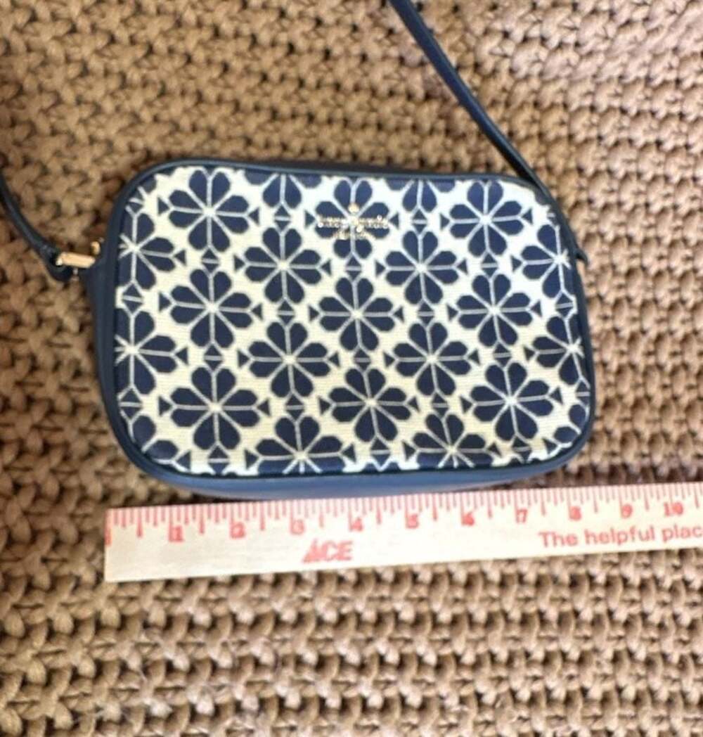 Kate Spade New York Spade Flower Jacquard Mini Camera Bag Navy Cream Crossbody